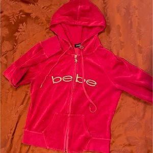 y2k pink and gold velour bebe zip up bedazzled